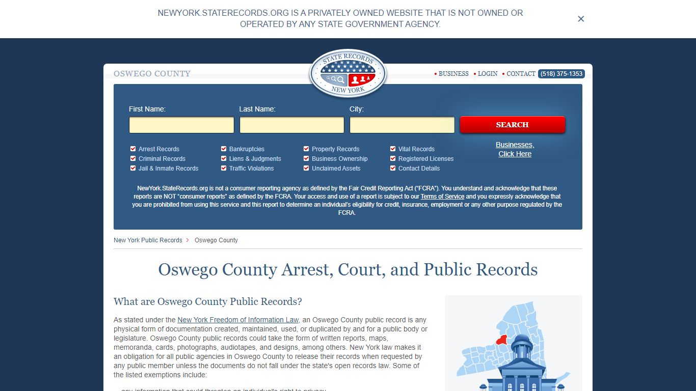 Oswego County Arrest, Court, and Public Records