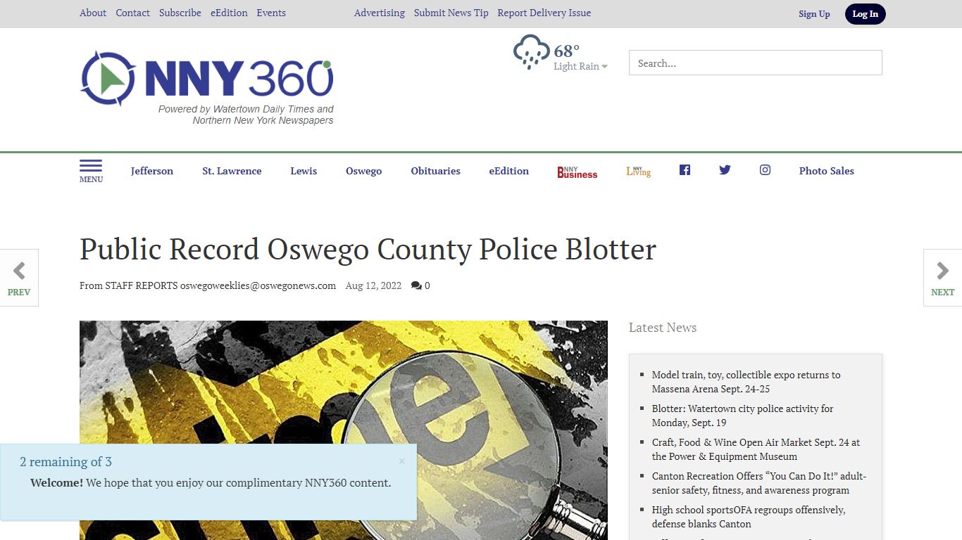 Public Record Oswego County Police Blotter - nny360.com