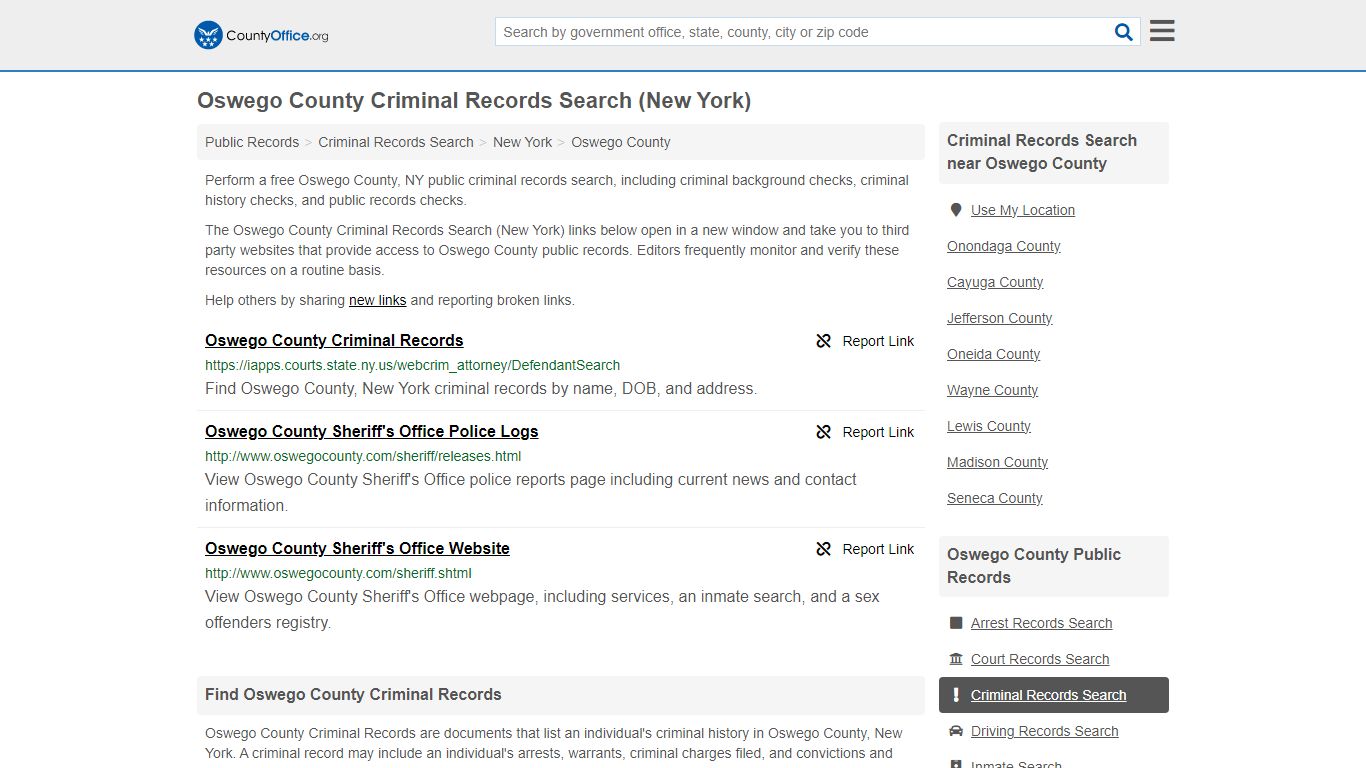 Oswego County Criminal Records Search (New York) - County Office