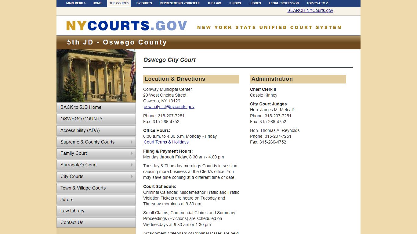 Oswego City Court | NYCOURTS.GOV - Judiciary of New York